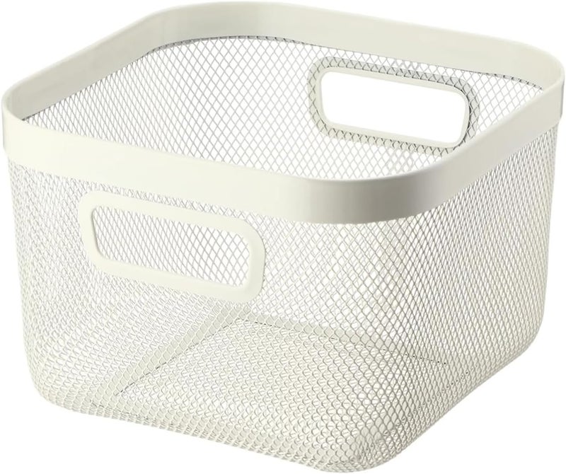 AJIODA Metal Mesh Steel Baskets, Household Wire Storage Organizer Bin Garden Harvest Basket Multi-functional Fruit Baskets with Handles for Kitchen Bathroom Picnic Shopping Decor Cabinet Home, Beige - Image 1